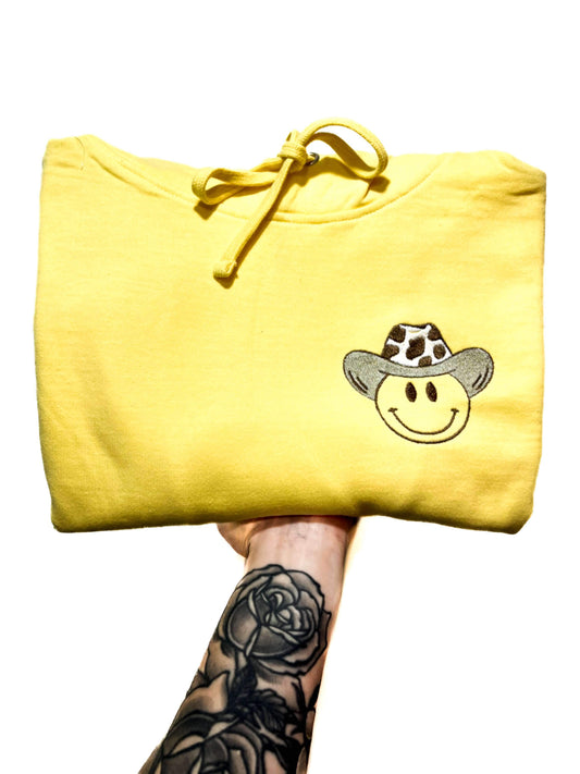 Cowboy Smiley Face Hoodie- RTS